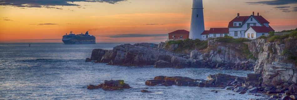 Sunset Cruises - red and white lighthouse on cliff