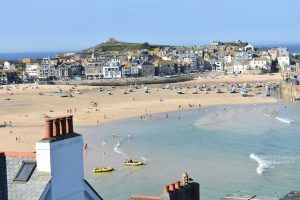 St Ives harbour during low tide